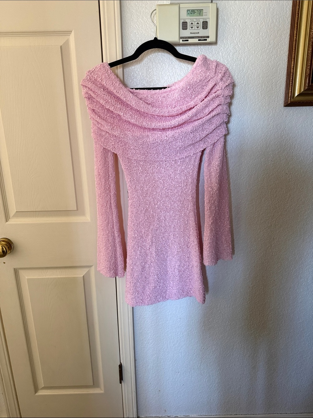 Meshki Pink Off-Shoulder Knit dress XXS